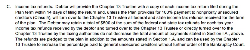 chapter 13 plan tax refunds